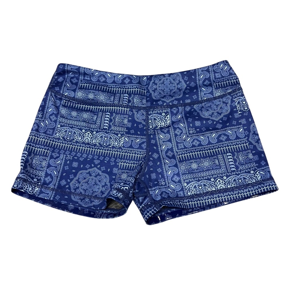 IAB MFG Blue Bandana Paisley Running CrossFit Shorts No Ride Size 8 medium‎